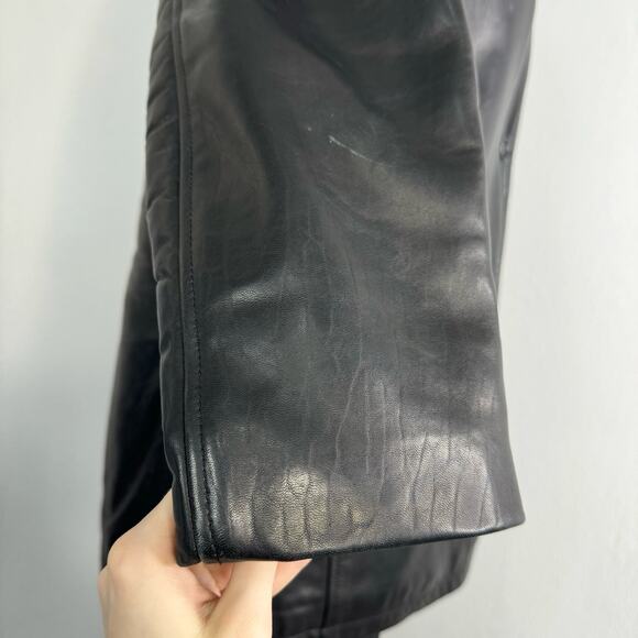 Vintage Leather Button Blazer Jacket Black Whet Blu Size XL - Picture 7 of 8